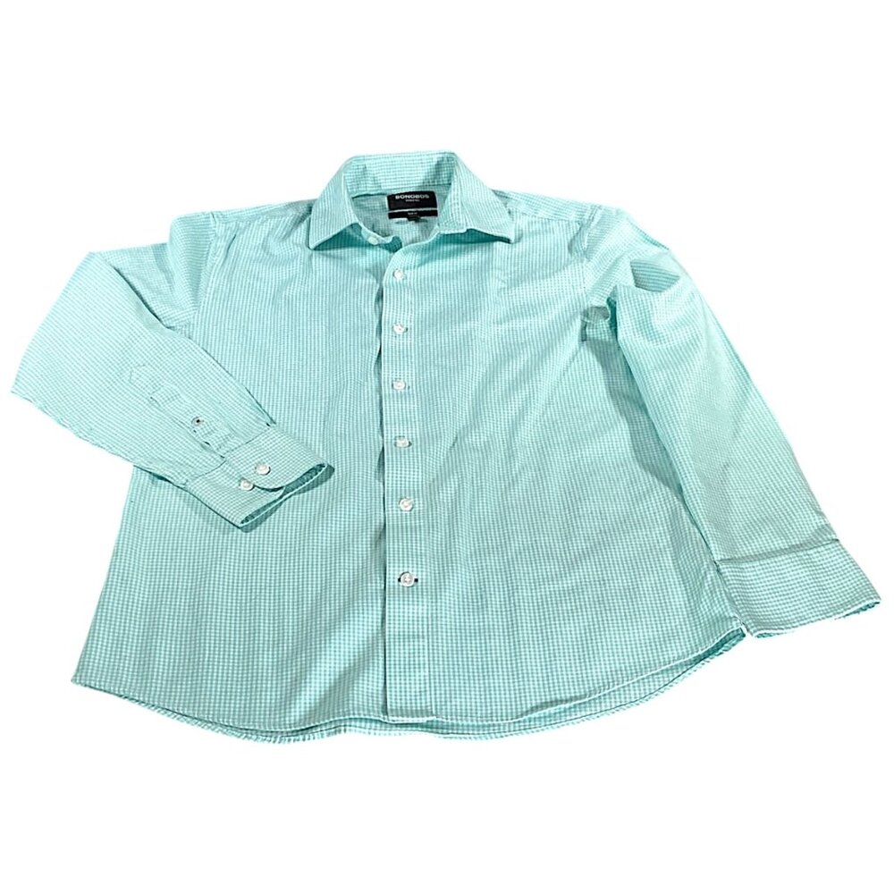 Bonobos Shirt Mens M Green White Gingham Check Monochrome  Hipster Normcore